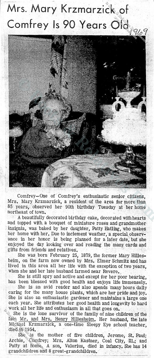 1969 Mary (Hillesheim) Krzmarzick 90th BD